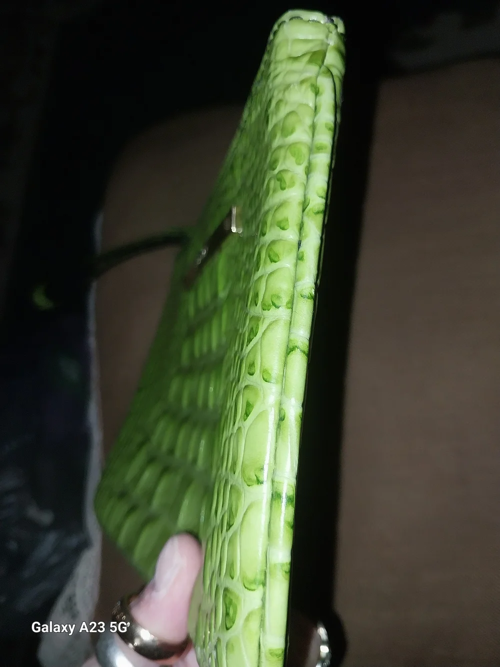 Brahmin Green Croc Embossed Wristlet/ Clutch Gold Hardware Zipper Enclosure